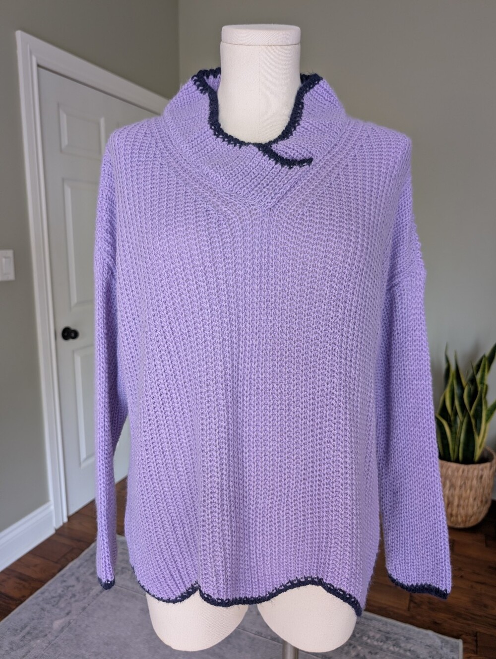 Pistache Made in Italy Womens Lavender Purple Cowl Neck Sweater S M